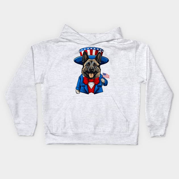 Funny 4th of July Norwegian Elkhound Dog Kids Hoodie by whyitsme